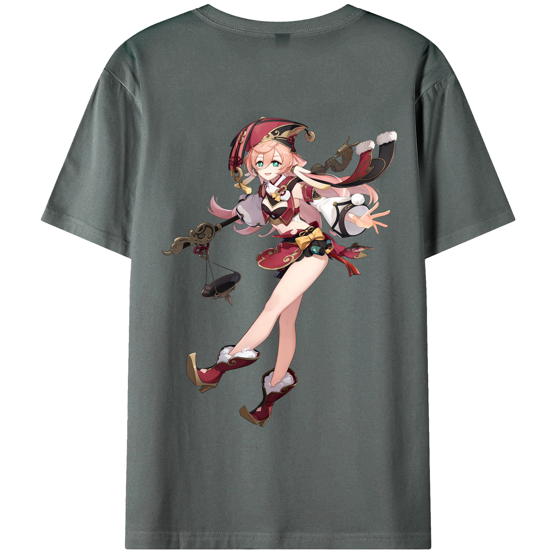 げんし神 ヤンフェイ genshin Yanfei 綿100％ メンズ半袖Tシャツ（バックプリント） 通気性